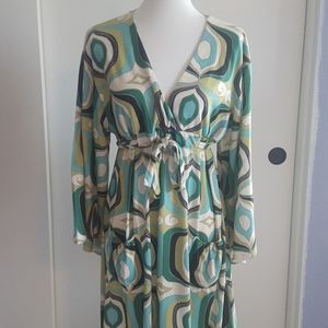 Long sleeve Anthropologie dress, empire tie waist